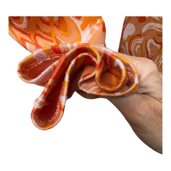 Retro Orange Swirl Print Flare Pants Groovy 70s Style Festival - Picture 5 of 9